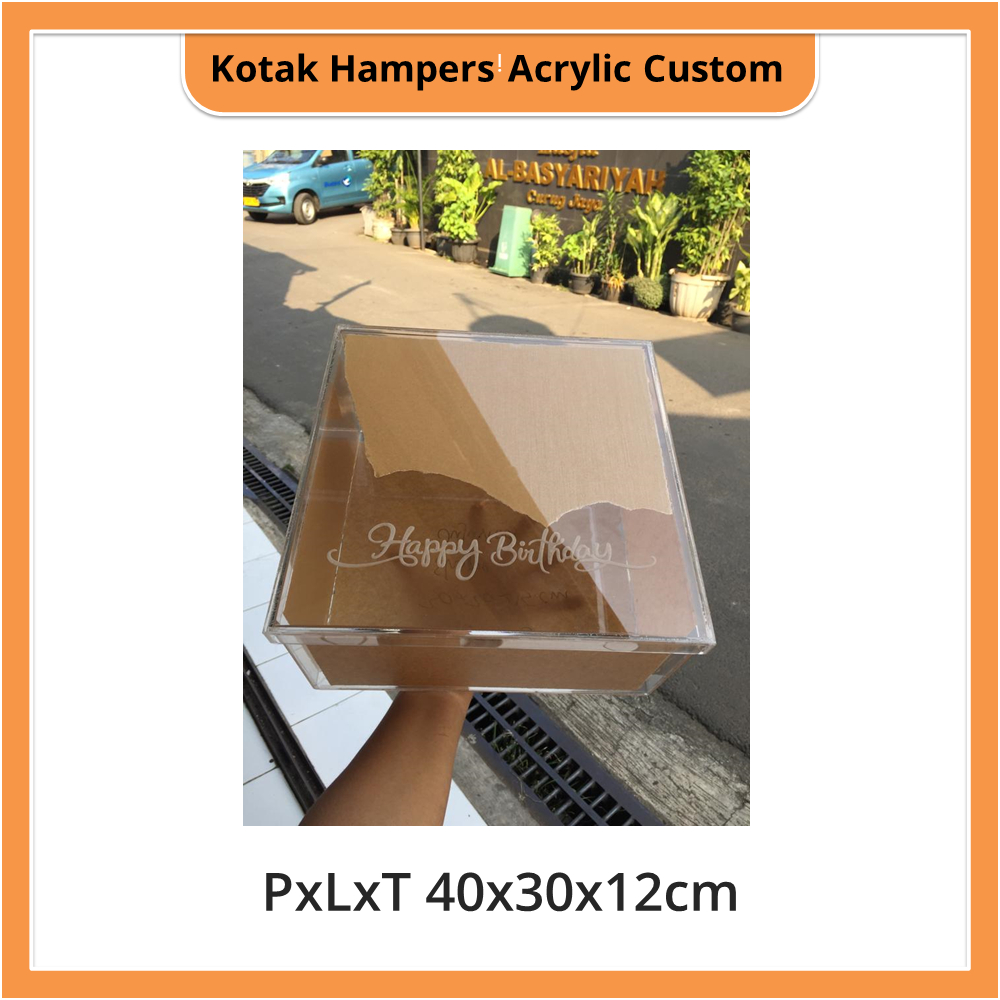 

kotak hampers acrylic custom PxLxT 40x30x12cm