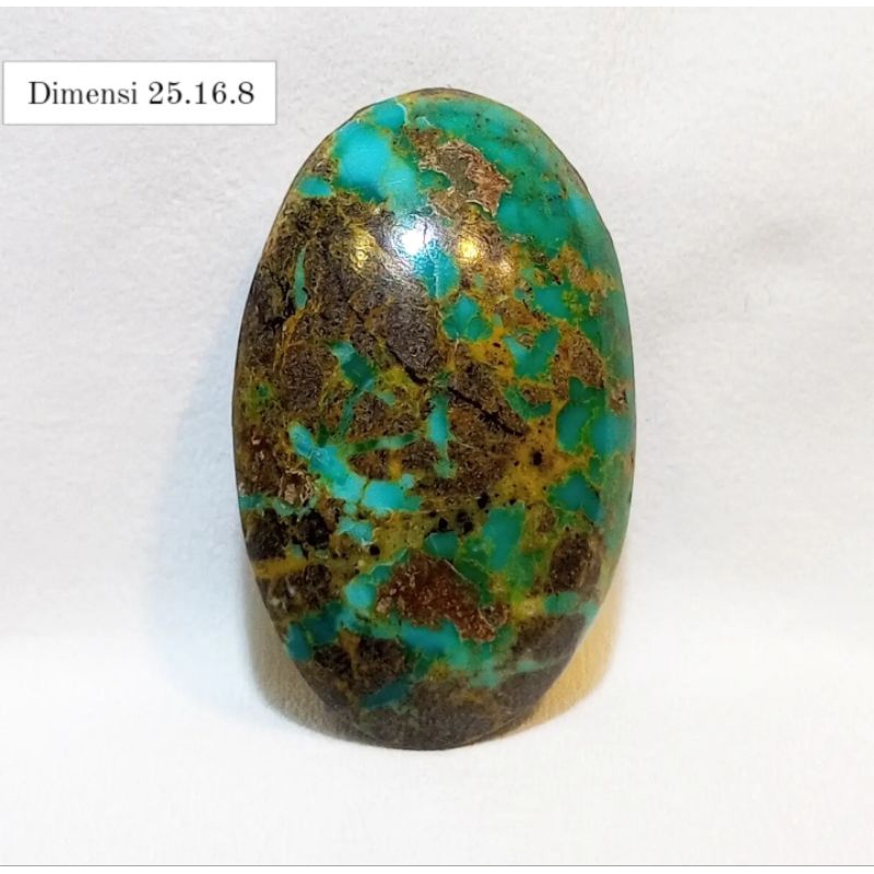 Batu Pirus Persia Original Hijau Serat Emas Mumbul