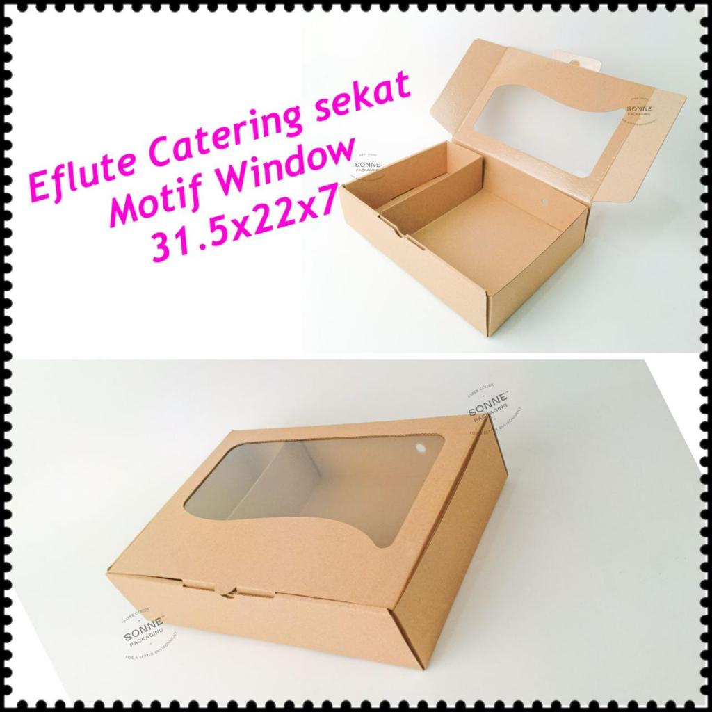 

Box Coklat Window Sekat 2 uk 30 x 22 x 6,5 cm / Dus catering Sekat 2 PER PACK