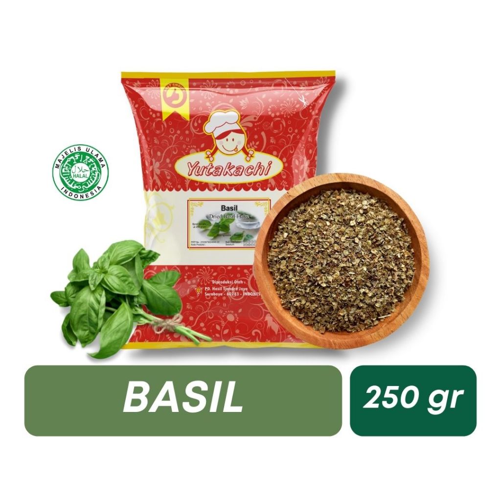 

Basil Leaves 250 gram Yutakachi / Daun Basil Kering / Pusat Bumbu