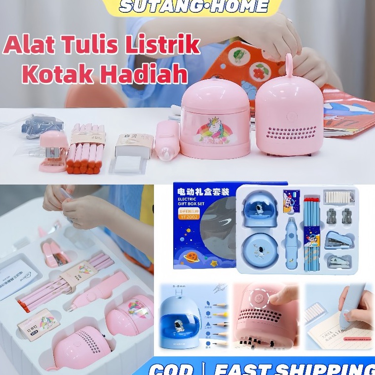 

KODE L32A SUTANGElectric Stationery Set Set Alat Tulis Elektrik Rautan Penghapus Vacuum Pensil 11 in 1 Alat Tulis Listrik Anak Kotak Hadiah