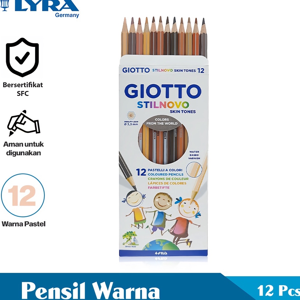 

KODE F48B Giotto Pensil Warna 12 Warna 33 Mm Stilnovo Skin Toner Color Pencils Pensil Mewarnai Lyr2574 Water Based