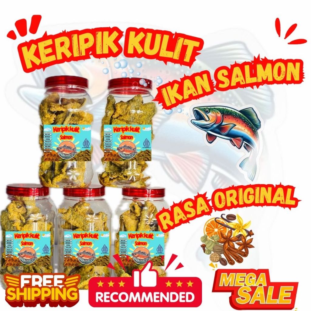 

✨Oleh-Oleh Jakarta✨ Keripik Kulit Ikan Salmon Rasa Original Premium Kemasan Toples 2 Liter Berat 350 Gram