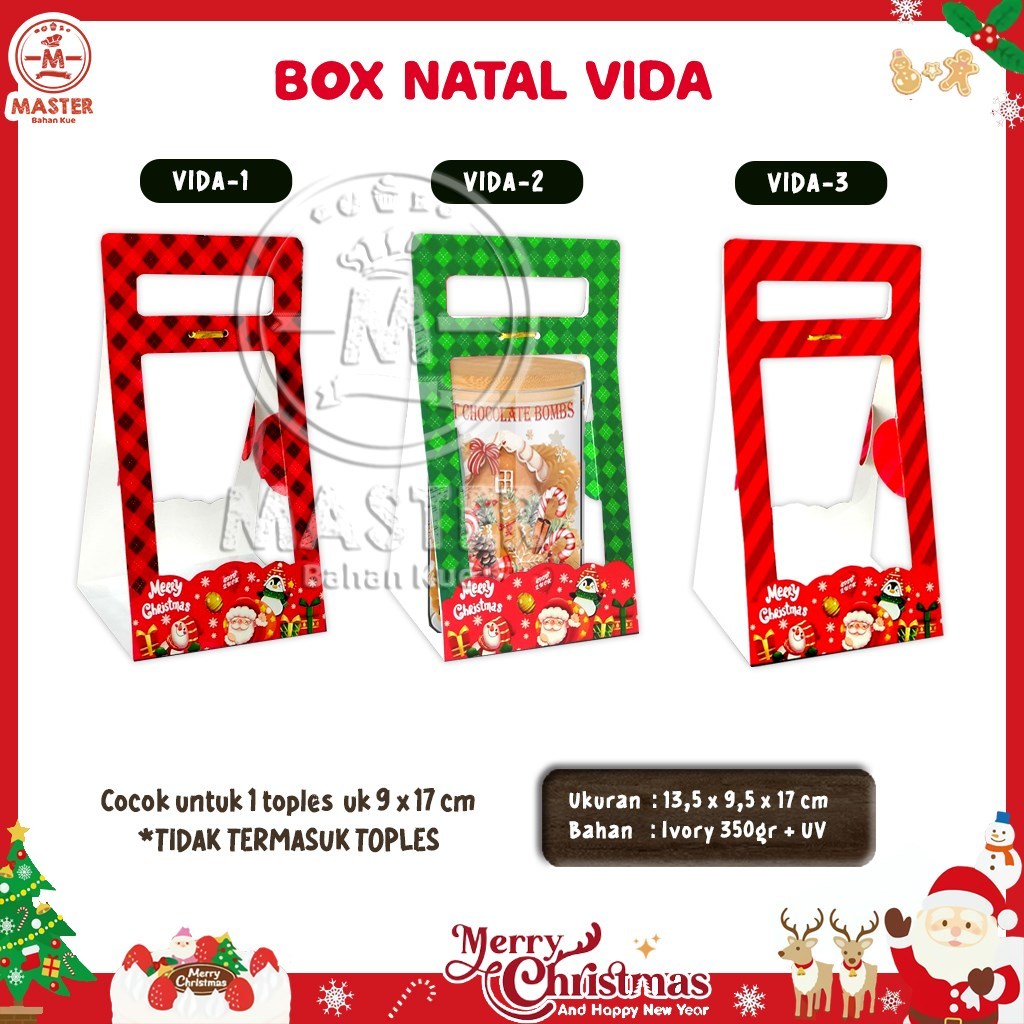 

Box Handle Natal VIDA untuk 1 Toples 9x17cm / Kado Natal Christmas Gift Box [isi 5 pcs]