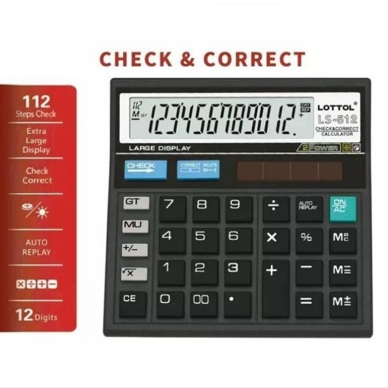 

Kalkulator Check & Correct 12 Digit Kalkulator Layar Besar Dual