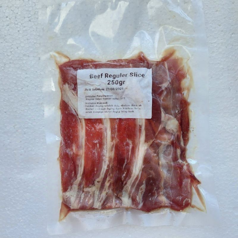 

Beef reguler slice/daging slice sapi reguler (250gram)