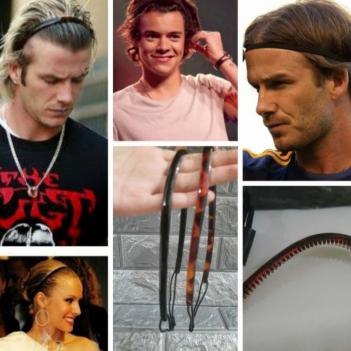 LANGSUNG BELI GAN BANDO SPORT PRIA WANITA ELASTIS BANDANA OLAHRAGA HEADBAND DENGAN KARET BANDO HITAM