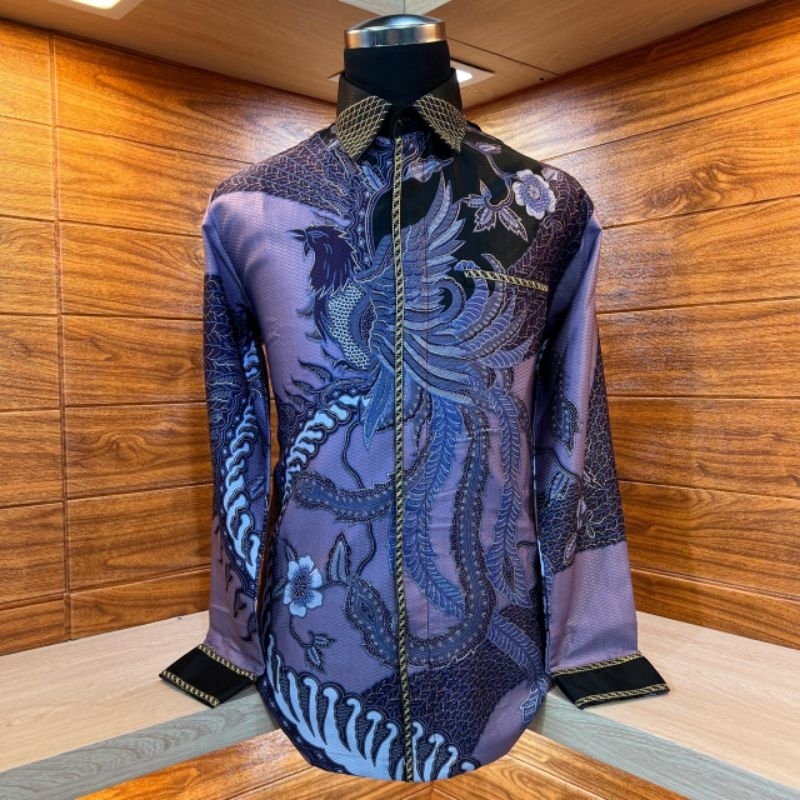 BAGUS BATIK Pria semi Jas Doby halus Panjang Premium Furing Motif Sutra Tulis Mewah Kombinasi Benang