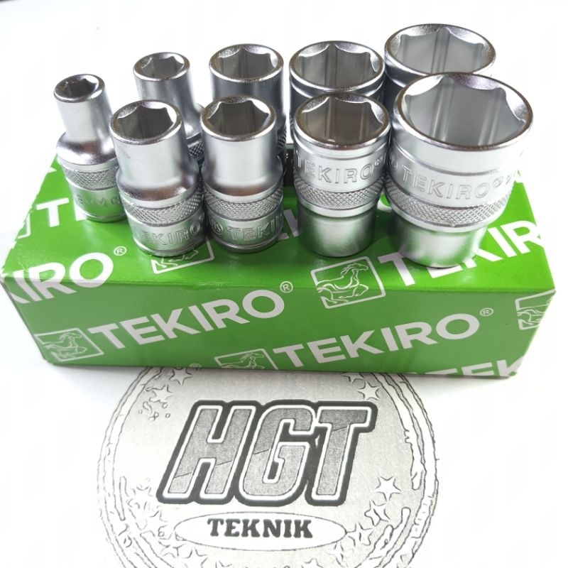 TEKIRO Paket Mata sock set 9pcs 1/2 6Pt kunci anak sock sok 8mm sampai 24mm ORIGINAL