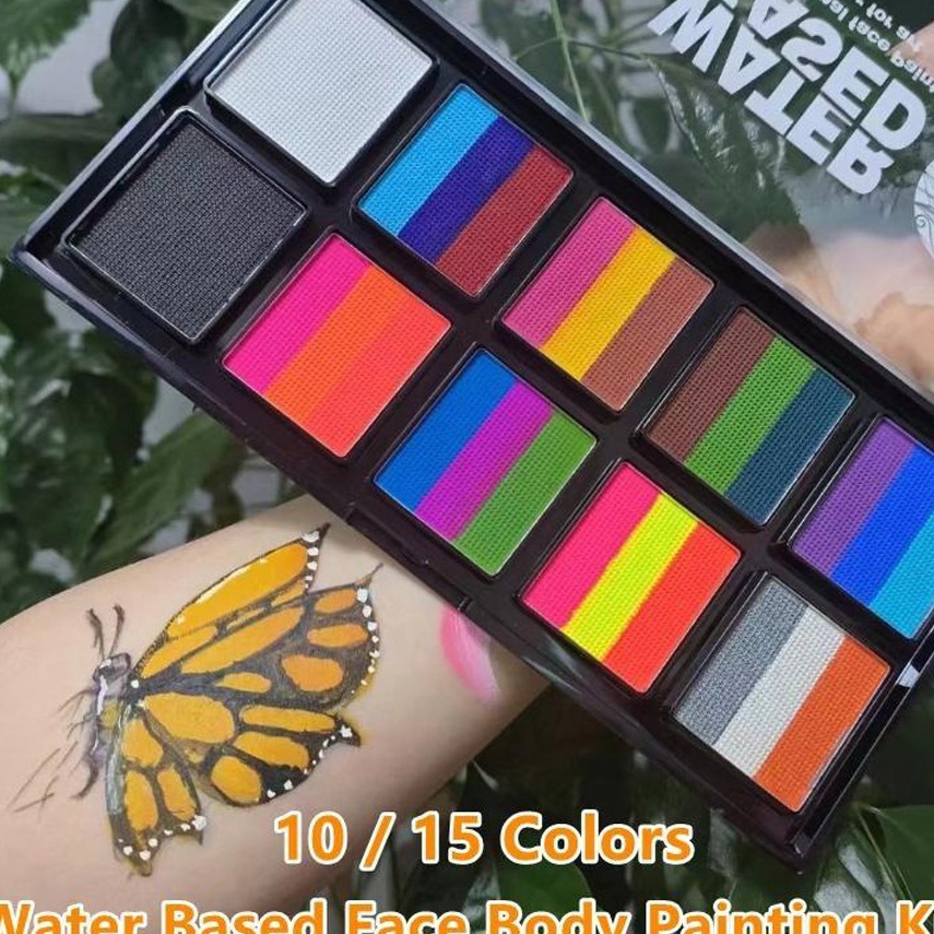 

TERJAMIN BAGUS 12 Color Paint Palettes Face Body Paint Water Base Makeup Palette Professional Colors Safe Non Toxic Art Painting Kit For Halloween Cosplay Parties Theater Stage