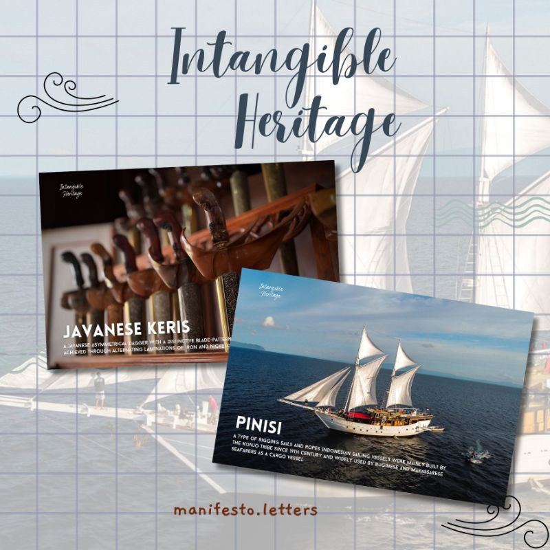 

Postcard Intangible Heritage of Indonesia | Kartu Pos Budaya Tak Benda | Unesco | Keris | Pinisi