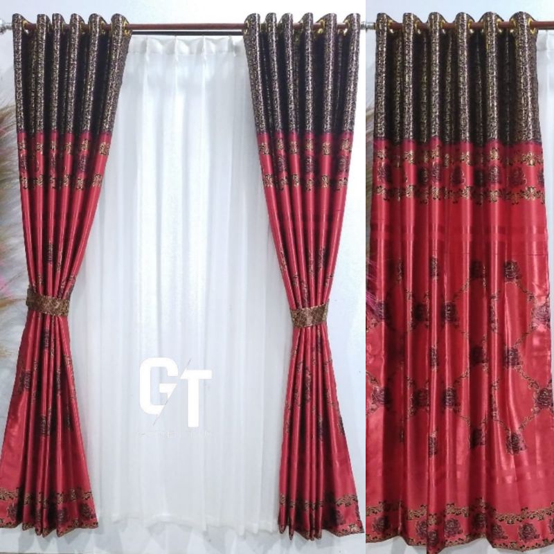Gorden Jendela Dan Pintu Motif Bunga Bahan Blackout premium Tebal