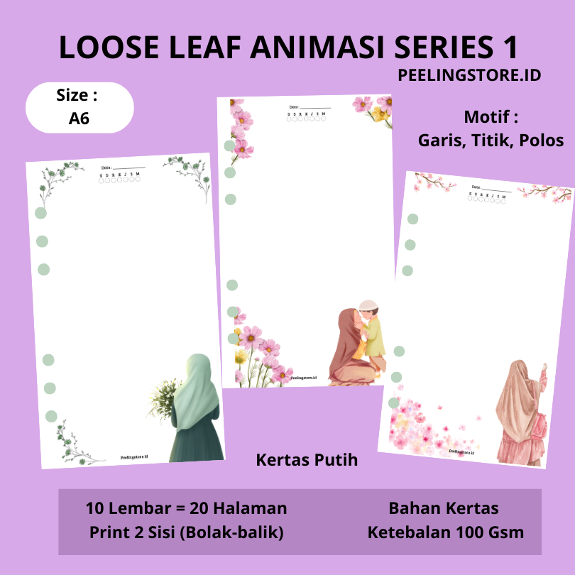 

10LEMBAR LOOSE LEAF ANIMASI SERIES 1 ISI BINDER A6 | KERTAS BINDER HVS A6 | ISI KERTAS BINDER 6 RING