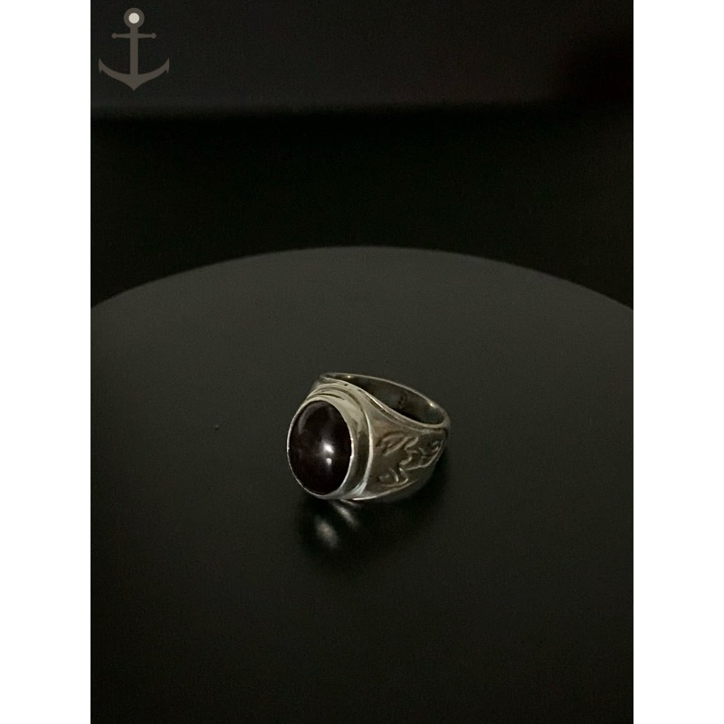 Cincin perak pria silver ring 925 asli dengan batu natural garnet star 9,43 gram bersertifikat labor