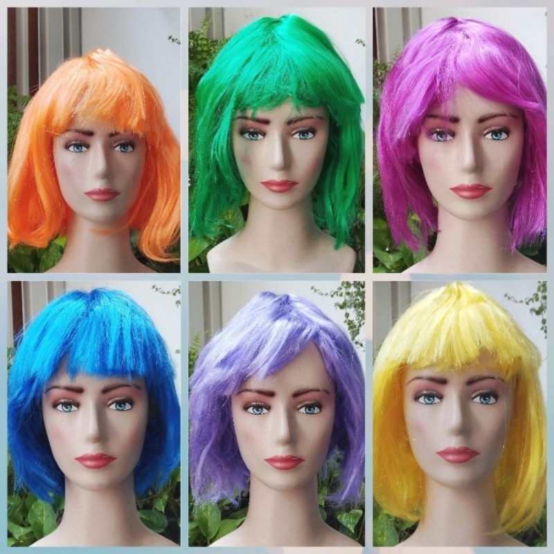 Wig / rambut palsu bop warna warni