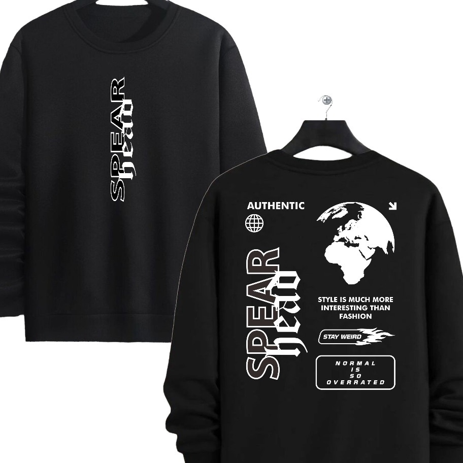 SWEATER CREWNECK PRIA BLACK SWEATER DIFFERENT CN DIFFERENT JAKET COWOK