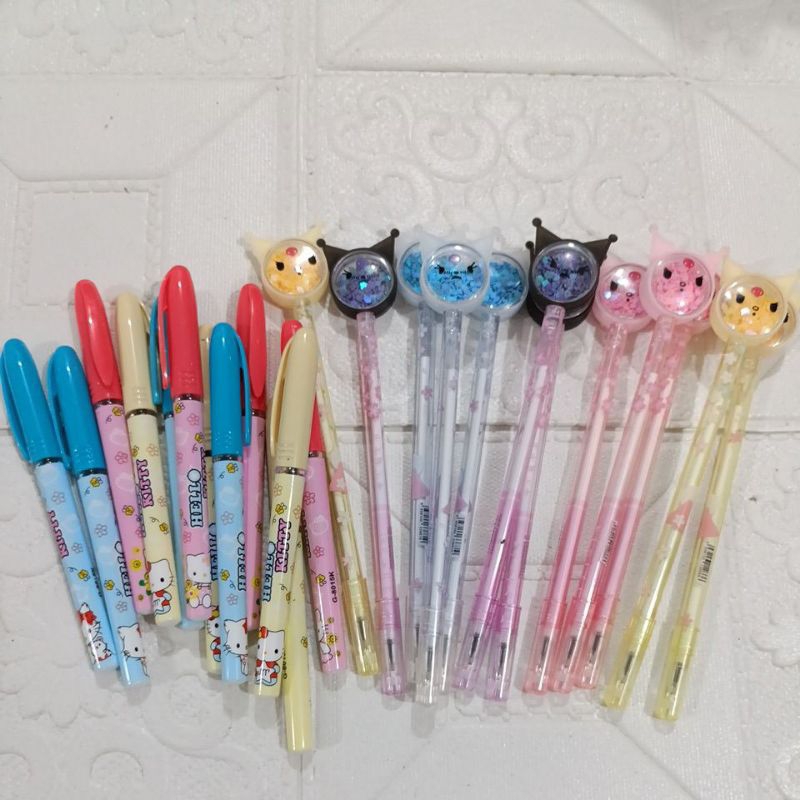 

Pulpen cair gel/pulpen gel hello Kitty dan motif sanrio isi 12 pcs