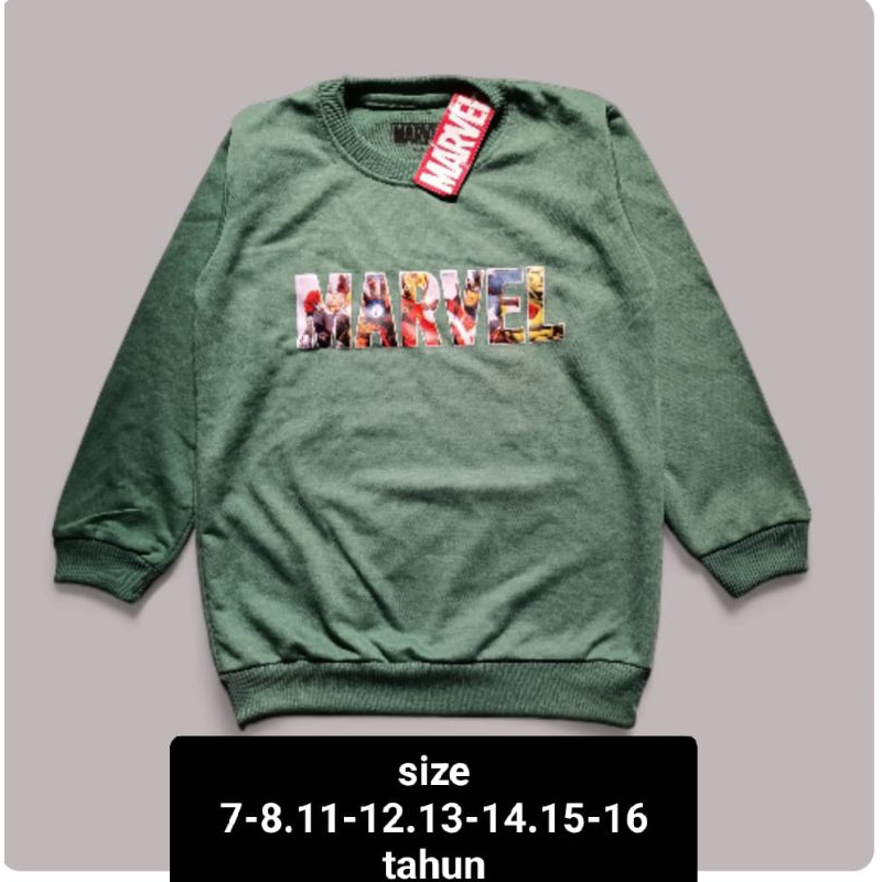 kaos marvel hijau muda lengan panjang anak