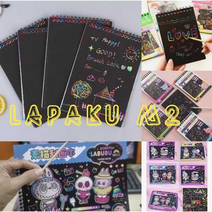 

MAGIC COLORFUL SCRATCH BOOK buku corat coret warna warni gambar doodle