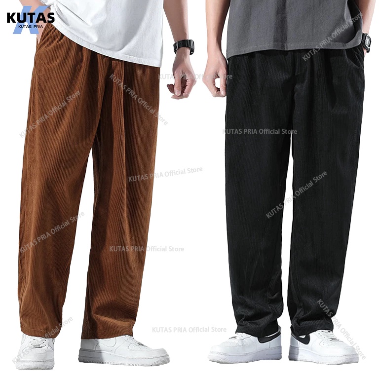 Menarik Kutas Pria Celana Corduroy Pria Gombrang Celana Panjang Pria Korean Style Baggy Celana Kordu