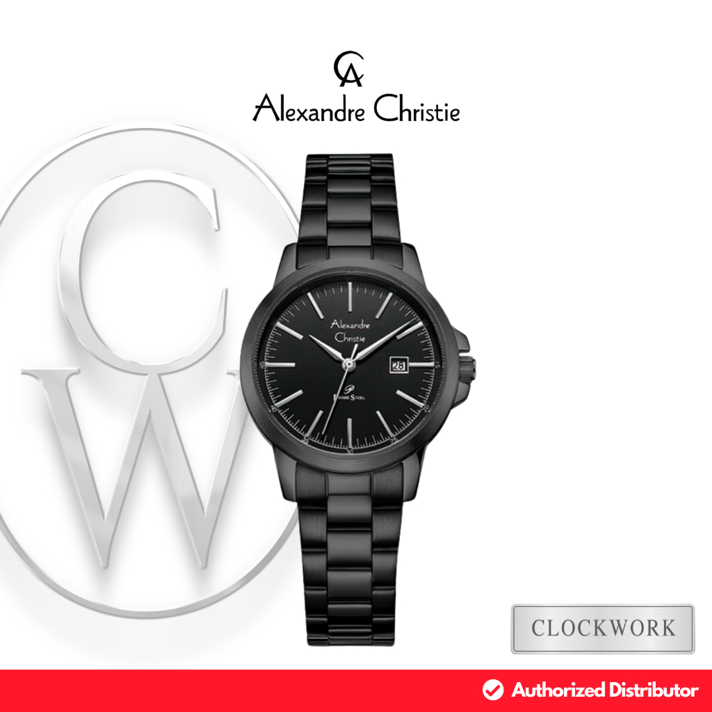 Jam Tangan Wanita Alexandre Christie Primo Steel AC 1008 LDBIPBA Rantai Hitam