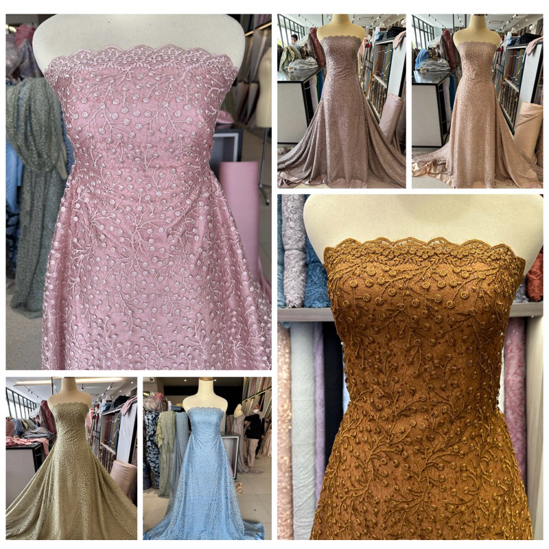 Kain tile brokat spider Paula / bahan kebaya gamis tunik outer