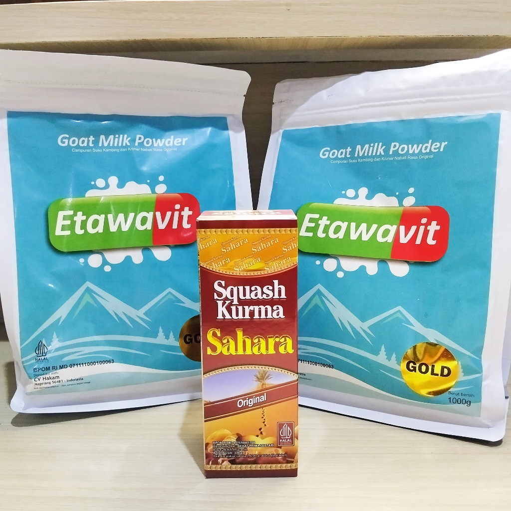 

Susu Kambing Etawa Bubuk 1kg ETAWAVIT Beli 2 Bunus Sari Kurma Sahara Asli