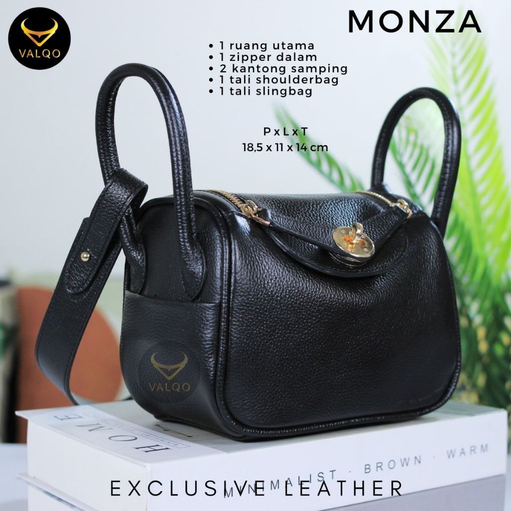 Tas Wanita Kulit Sapi Asli Slingbag Shoulder Bag Tas Bahu Selempang MONZA Fashion Cewek Perempuan