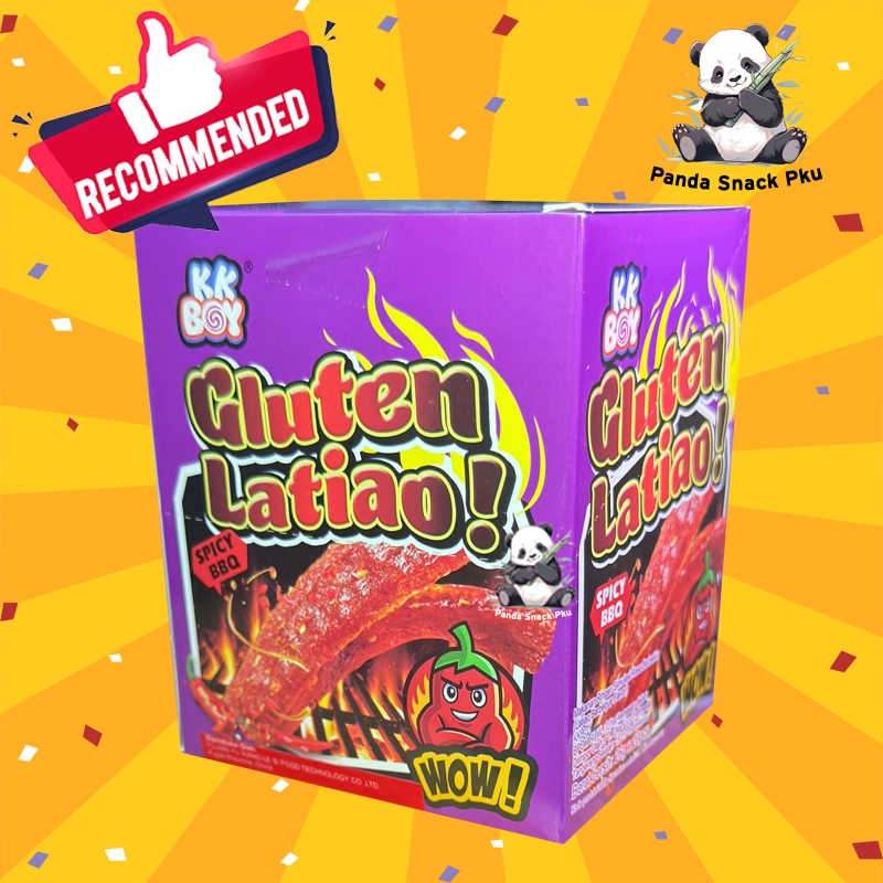 

KKBOY GLUTEN LATIAO CEMILAN VIRAL/SNACK IMPORT/HALAL SPICY BBQ 1BOX ISI 20 PCS @ 26 GRAM