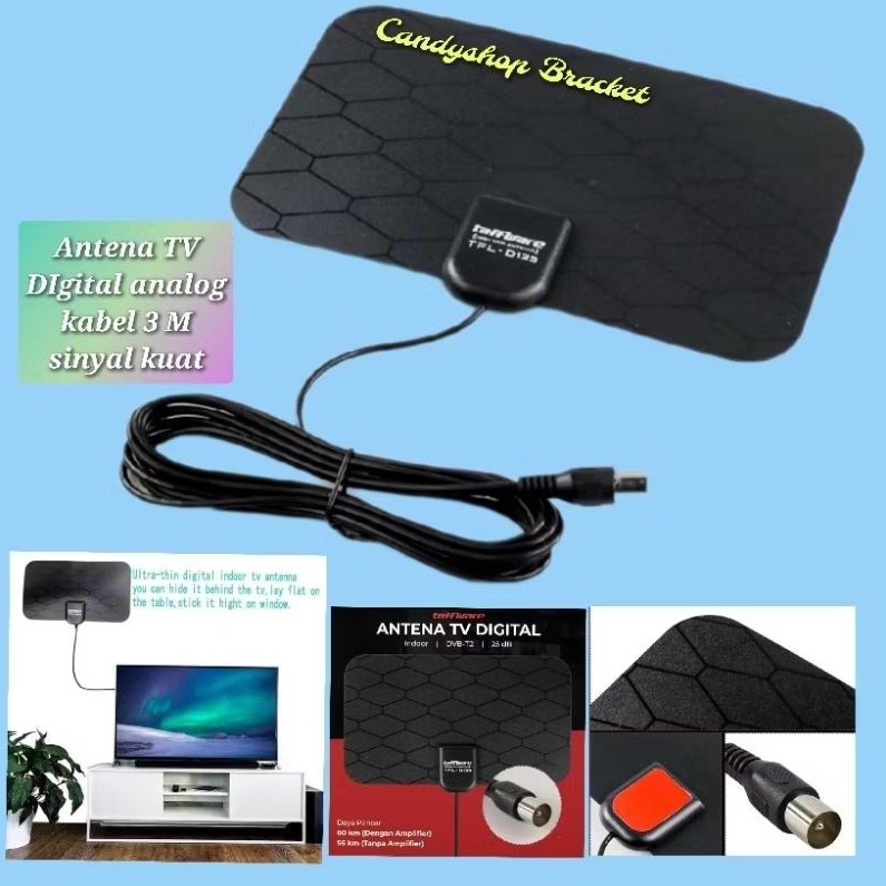 (jernih) Antena tv digital/antena tv indor/antena tv led kabel 5m