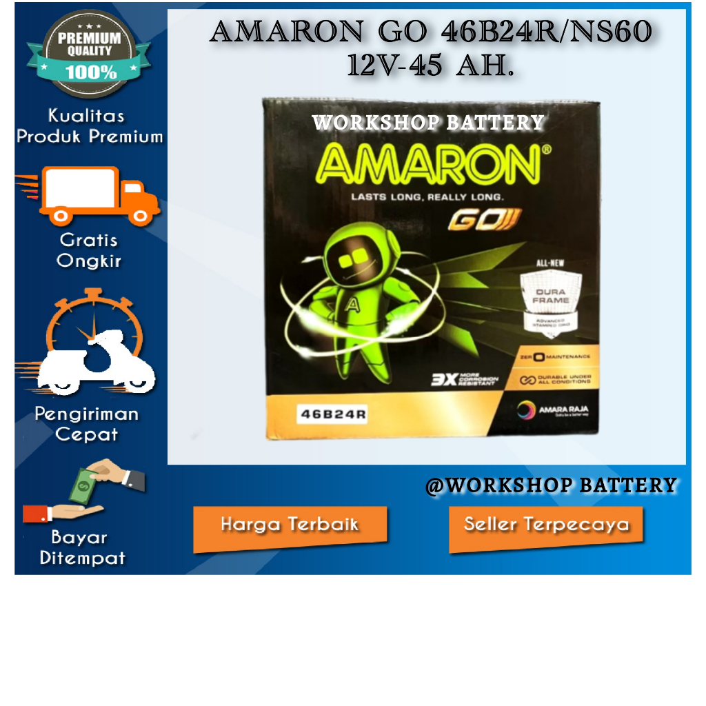 AKI MOBIL DAIHATSU GRAN MAX / LUXIO / XENIA / TERIOS / FEROZA / TARUNA. AMARON GO NS60/46B24R 12V-45