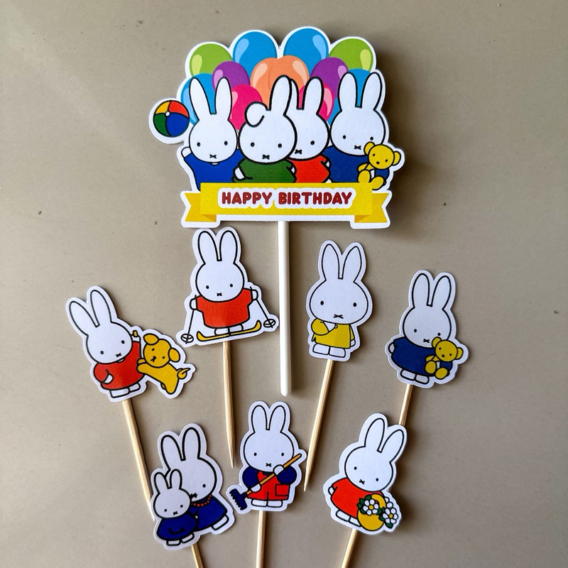 TOPPER KELINCI MIFFY / TOPPER MIFFY / TOPPER CAKE KELINCI MIFFY / CAKE TOPPER MIFFY KELINCI / CUPCAK
