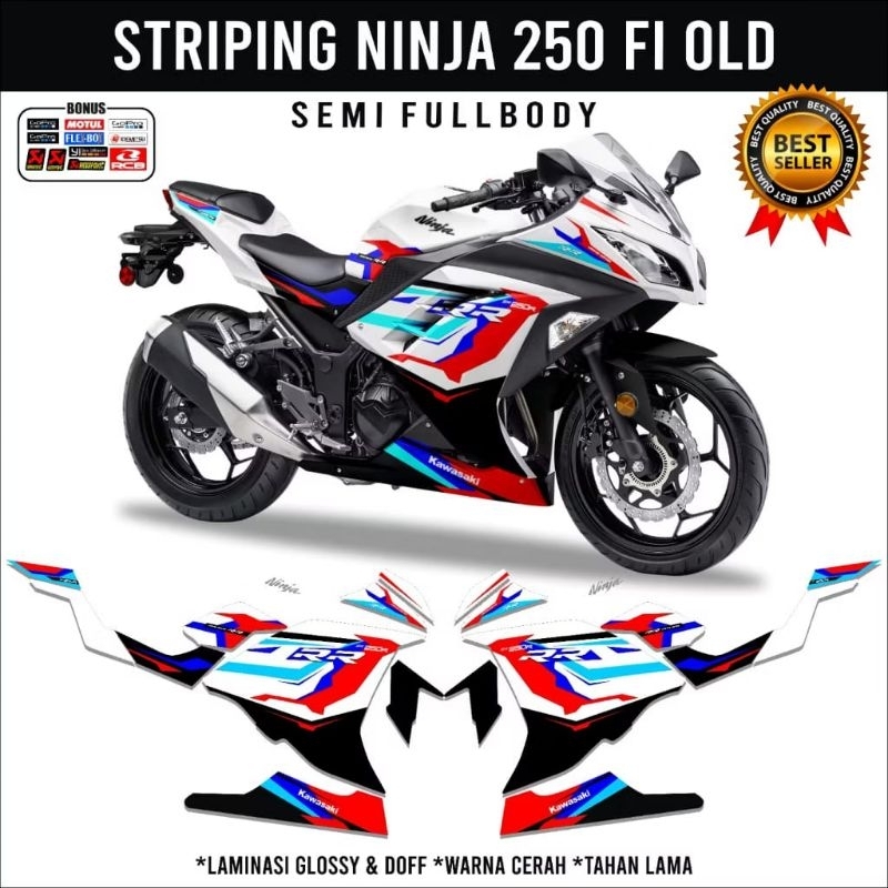Stiker Striping Semifull Ninja 250 Fi Livery BMW / Sticker Decal Motor Kawasaki Ninja Fi 250 cc