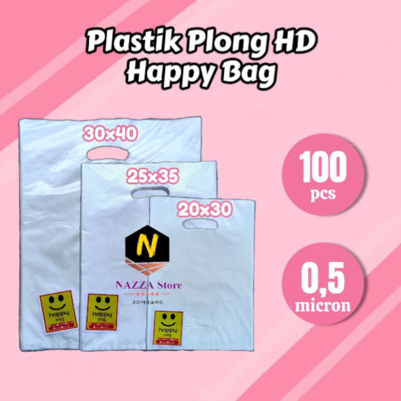 Plastik HD Plong Polos Happy Bag PUTIH isi 100