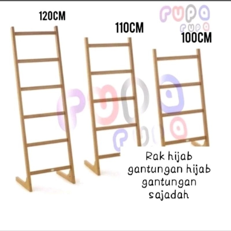Ladder hanger rak tangga kayu gantungan sejadah mukena , rak gantung kayu  murah , stand hanger baju