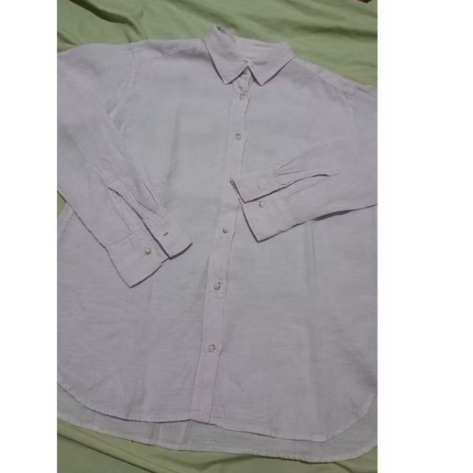 preloved kemeja uniqlo baby pink