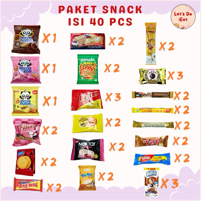 

paket snack isi 40 pcs gift cemilan murah hadiah snack ulang tahun