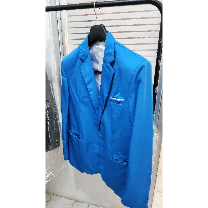 SECOND • Jas Pria Turkish Blazer Premium Slimfit Warna Biru Terang Size L Jas MC Formal Acara Nikah 