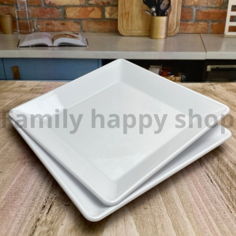 RB (1Lusin/6Pcs)Piring Semi Melamin Persegi 20cm,Piring Saji,Piring Kotak 20cm Piring Plastik Tebal