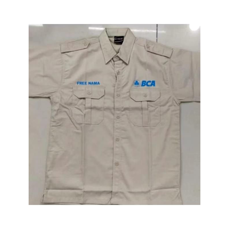 kemeja kerja baju pdh seragam kerja bank BCA free bordir nama