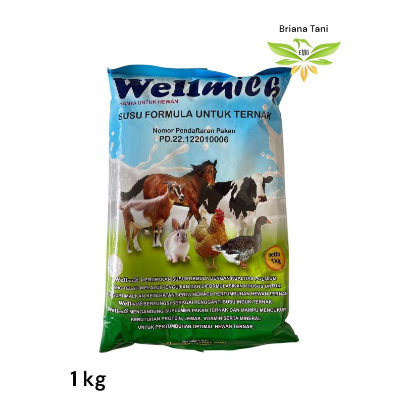 ￼SUSU HEWAN  WELLMILK 1kg PREMIUM Untuk anak Hewan penganti INDUK PROFAT MAXINOS