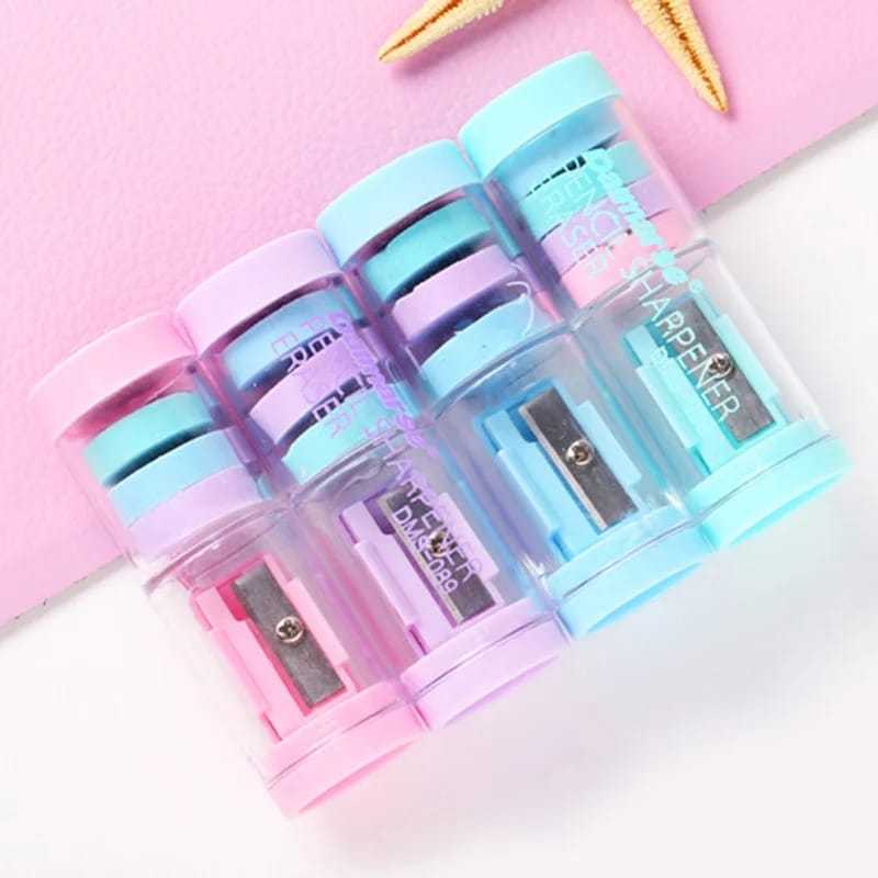 

Candy Color Pencil Sharpener with Kawaii Eraser Rautan dan Penghapus Pastel
