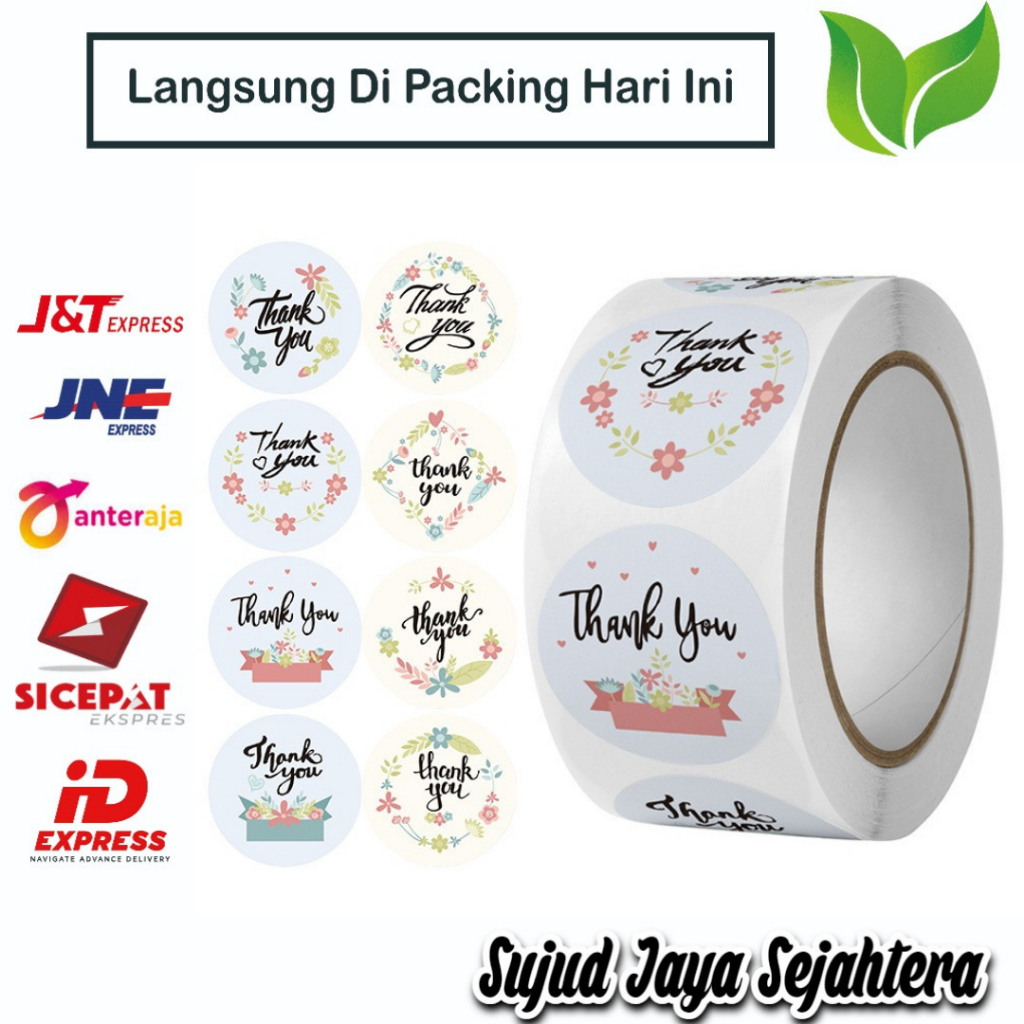 

37. STICKER THANK YOU STICKER TERIMA KASIH (MODEL RANDOM X) 1 ROLL ISI 500 PCS TINGGAL KUPAS DAN TEMPEL