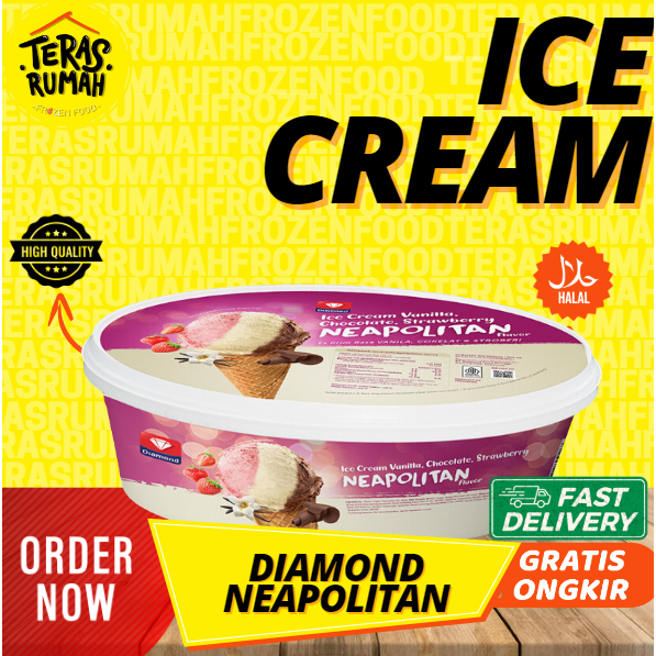 

DIAMOND ICE CREAM - NEAPOLITAN 700ML (VANILA, STRAWBERRY,COKLAT)