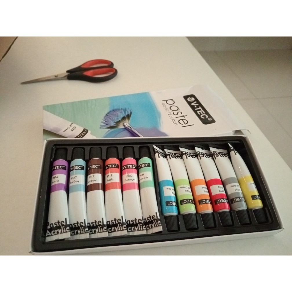 

mh Cat Acrylic Pastel Colour VTEC Cat Akrilik 12 Warna 6ml V-Tec