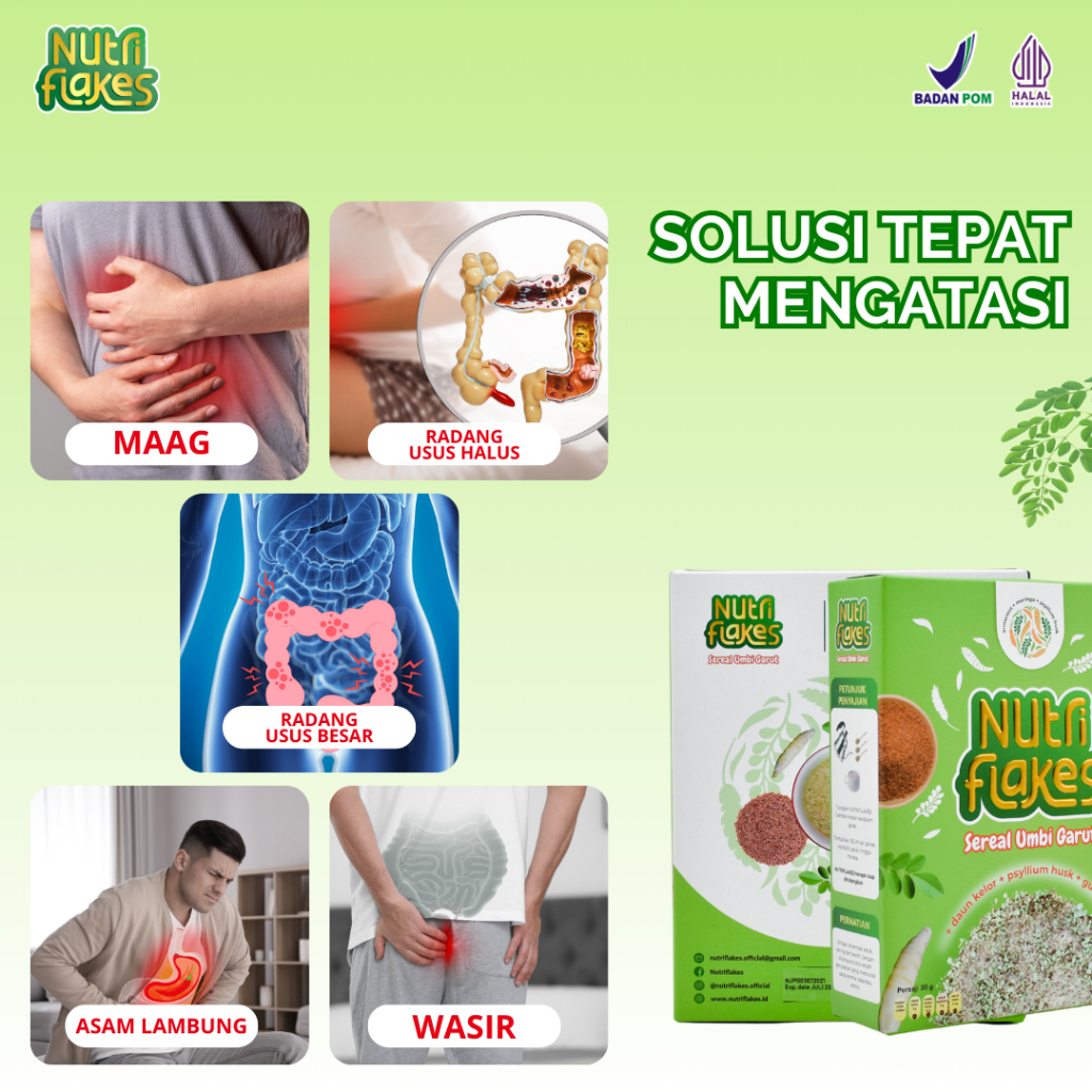 

[LEBIH HEMAT] Paket 3 Box Nutriflakes - Sereal Umbi Sehat untuk Atasi Asam Lambung, Maag dan GERD