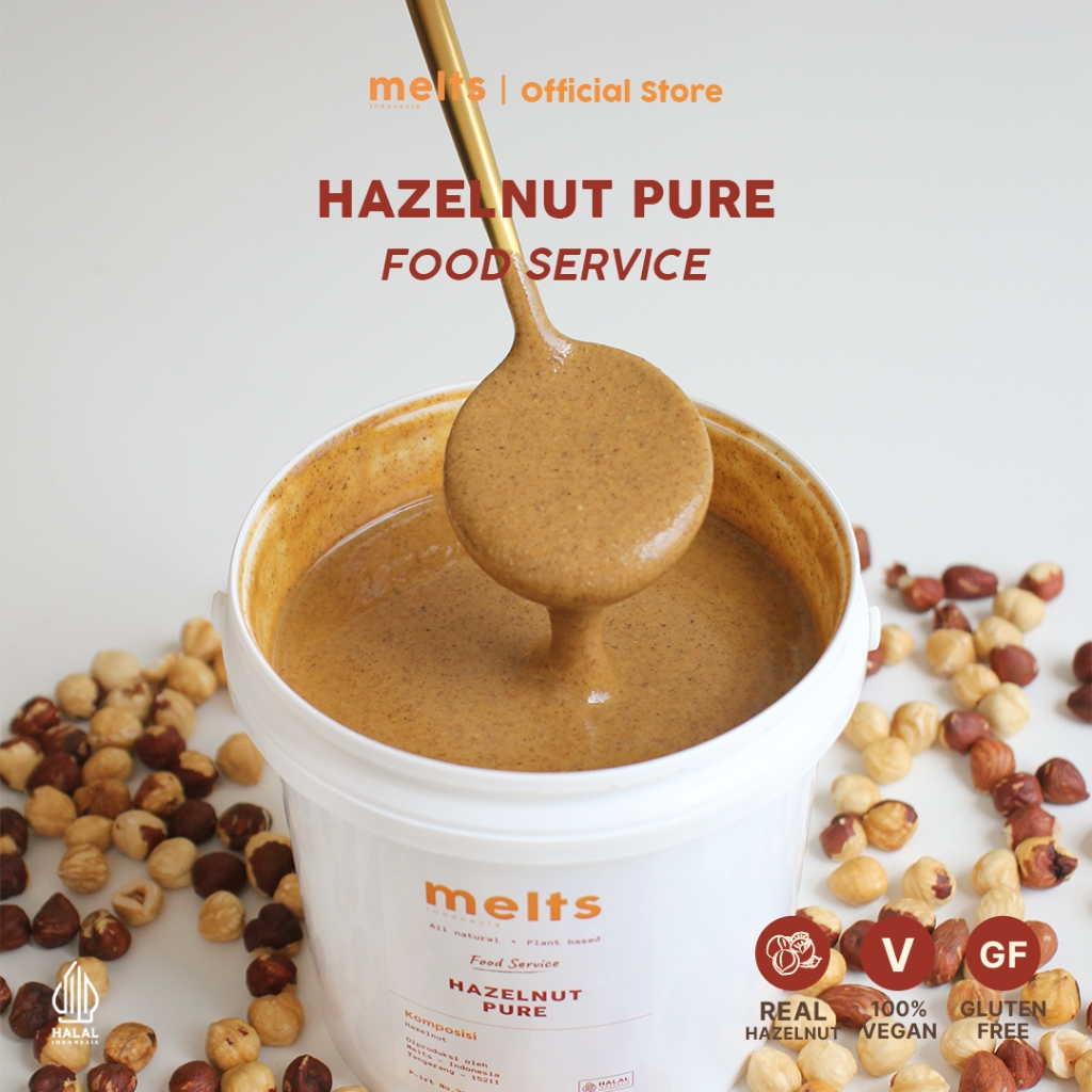 

Melts Food Service - 100% Hazelnut Pure Paste 1kg | Selai / Pasta Kacang Hazelnut Dairy Free, Egg Free & Gluten Free | Bahan Kue Baking Pastry Topping