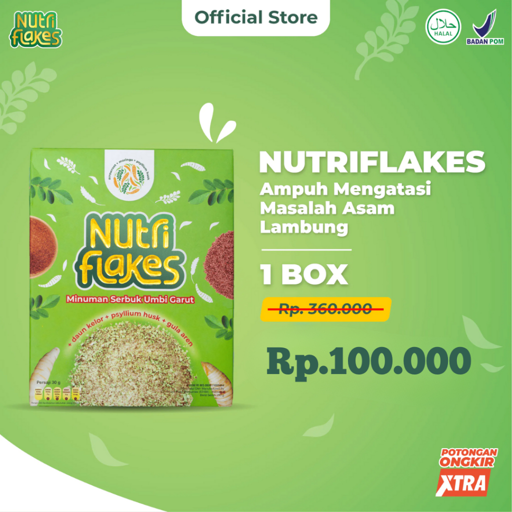 

Nutriflakes Sereal Umbi Garut Atasi Asam Lambung Original 1 Box