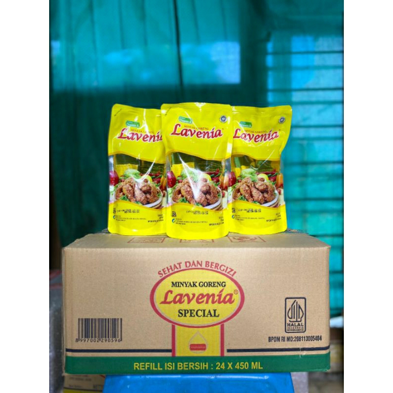 

minyak goreng lavenia 450ml kemasan refill 1karton @24pcs