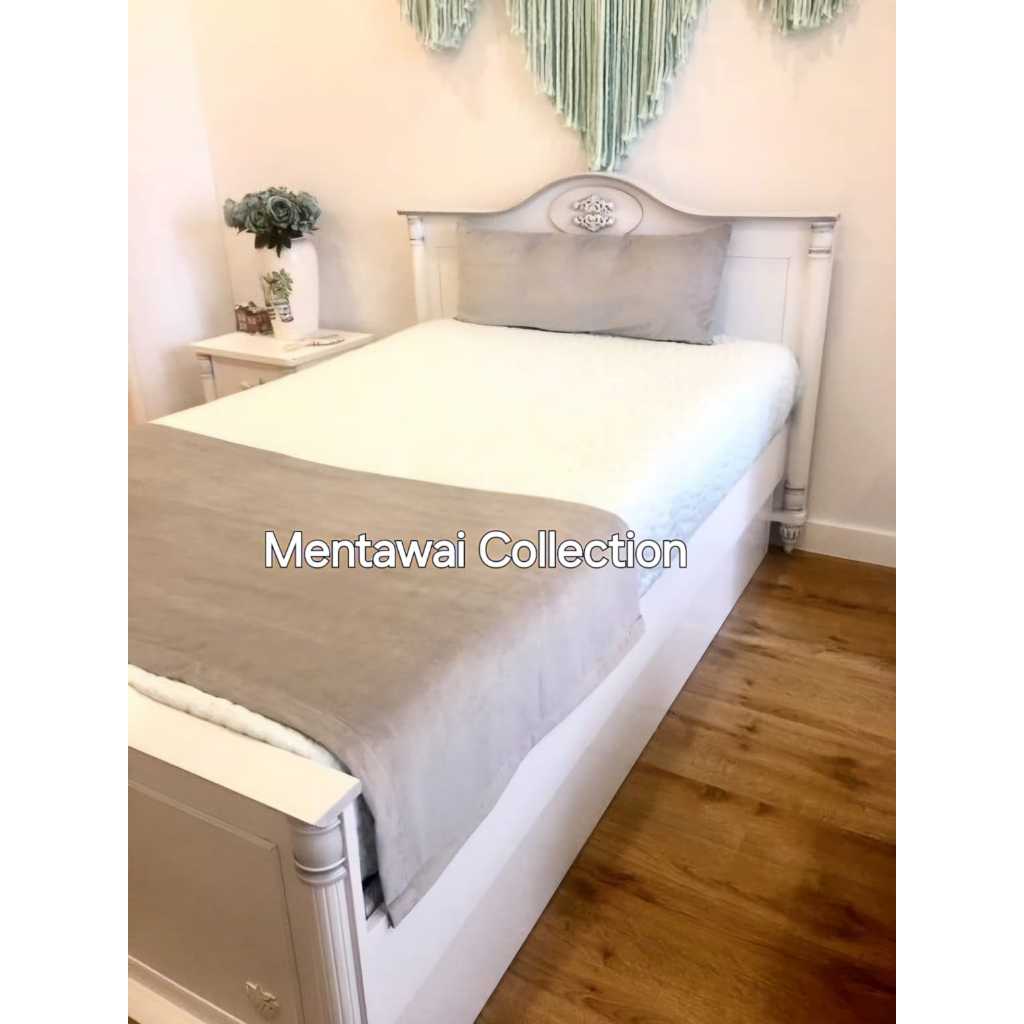 Bed runner Selendang Kasur Hotel Bahan Suede Premium Warna Abu Muda Polos Mewah Bisa Custom Ukuran